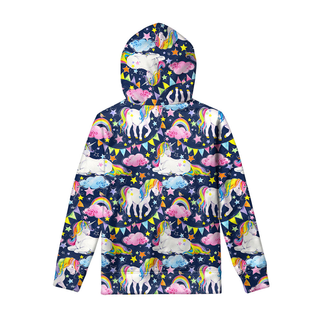 Unicorn Night Festival Pattern Print Pullover Hoodie
