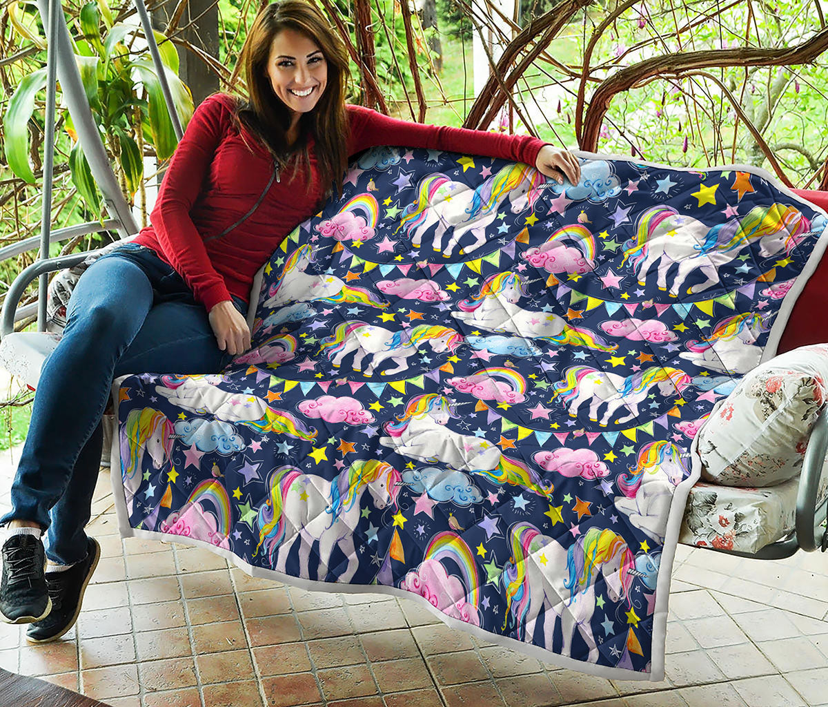 Unicorn Night Festival Pattern Print Quilt