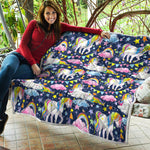 Unicorn Night Festival Pattern Print Quilt