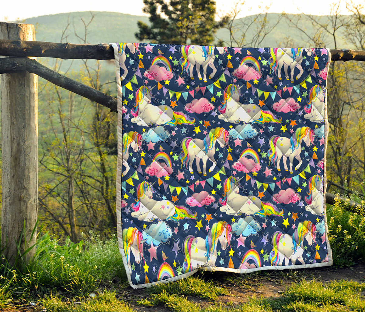 Unicorn Night Festival Pattern Print Quilt