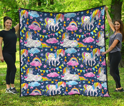 Unicorn Night Festival Pattern Print Quilt