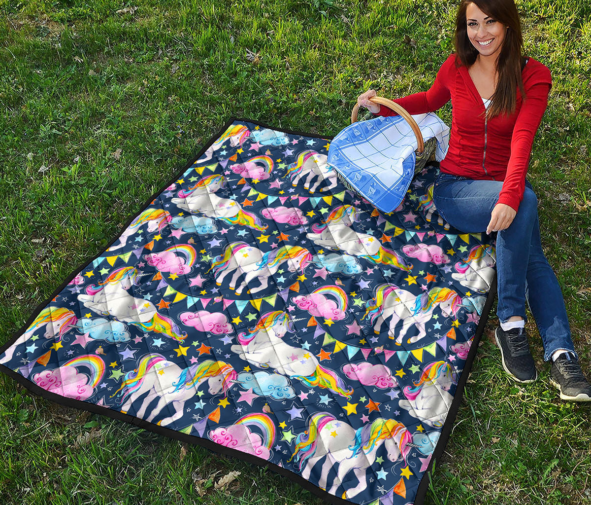 Unicorn Night Festival Pattern Print Quilt
