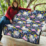 Unicorn Night Festival Pattern Print Quilt