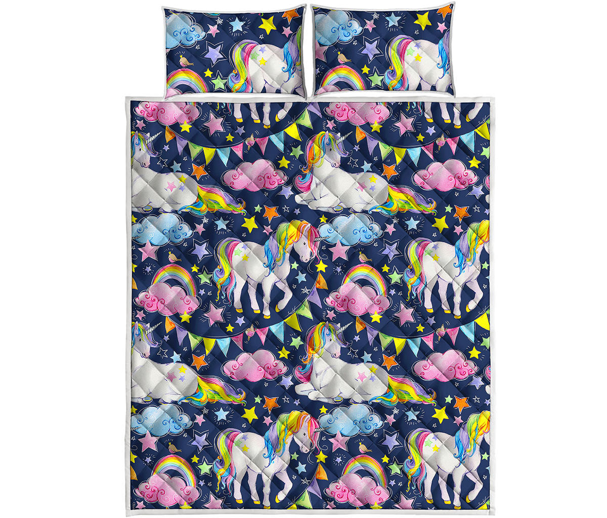 Unicorn Night Festival Pattern Print Quilt Bed Set