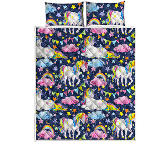 Unicorn Night Festival Pattern Print Quilt Bed Set