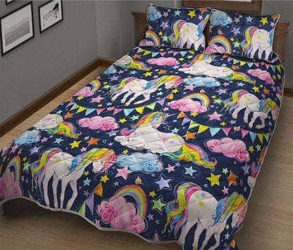 Unicorn Night Festival Pattern Print Quilt Bed Set