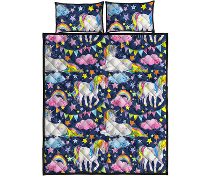 Unicorn Night Festival Pattern Print Quilt Bed Set