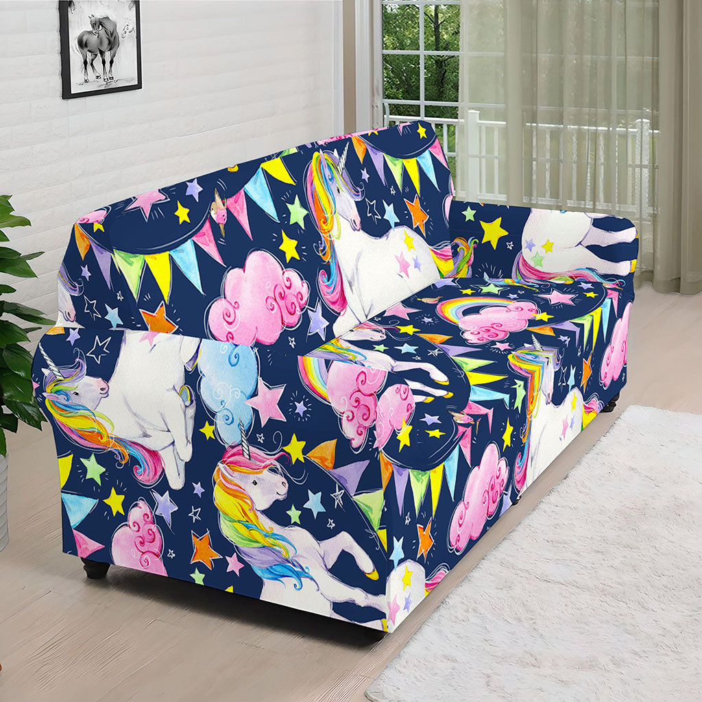 Unicorn Night Festival Pattern Print Sofa Cover