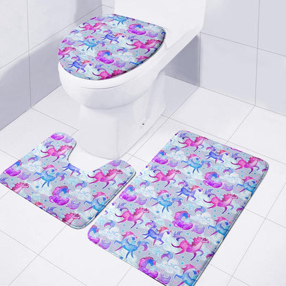 Unicorn Paradise Pattern Print 3 Piece Bath Mat Set
