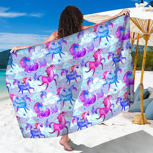 Unicorn Paradise Pattern Print Beach Sarong Wrap