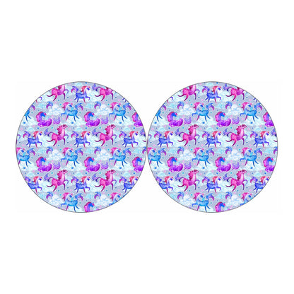 Unicorn Paradise Pattern Print Car Coasters