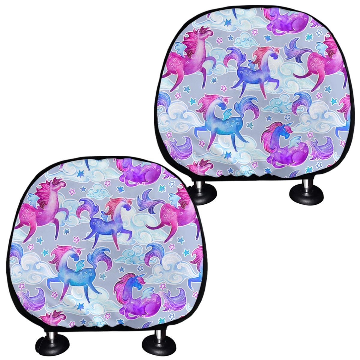 Unicorn Paradise Pattern Print Car Headrest Covers