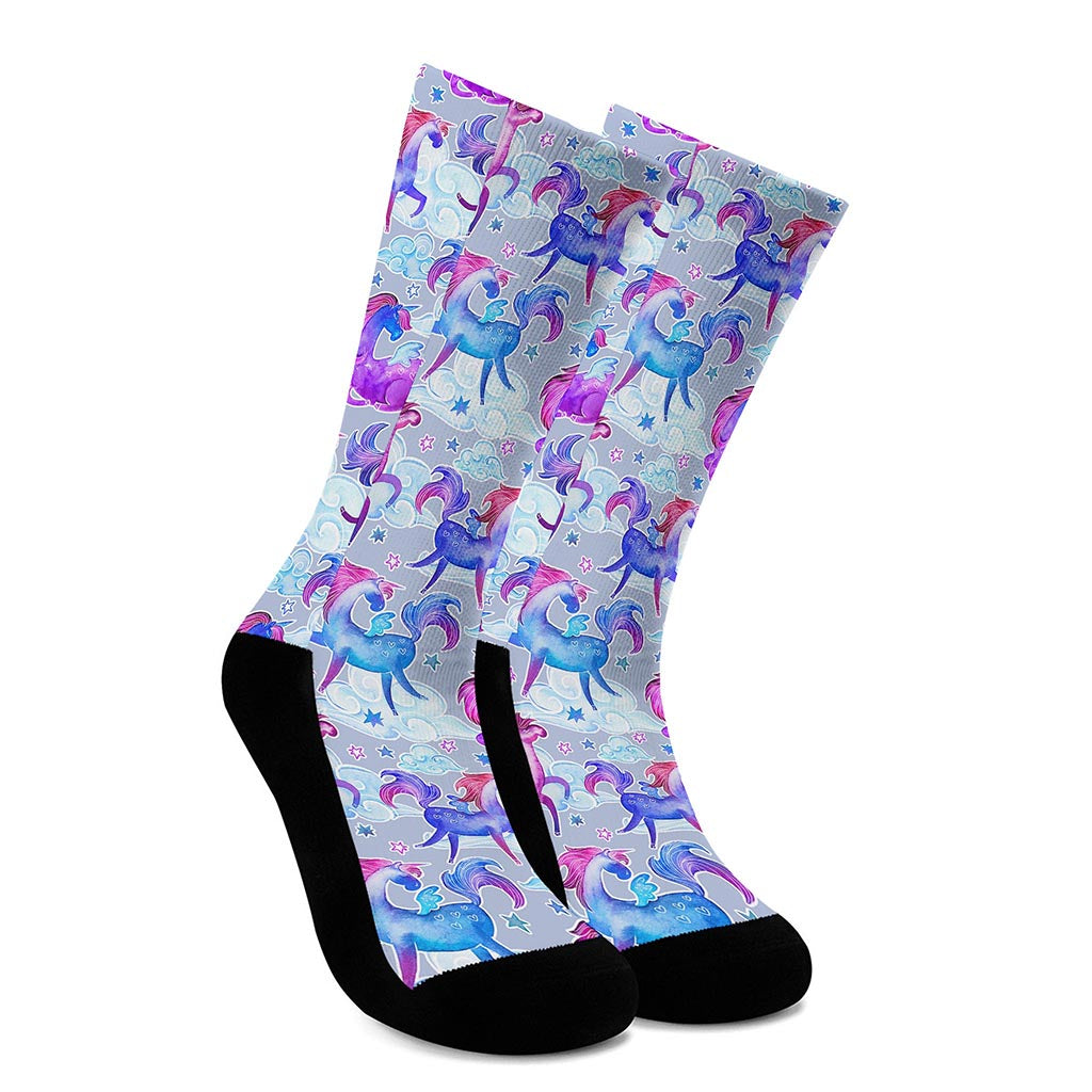 Unicorn Paradise Pattern Print Crew Socks
