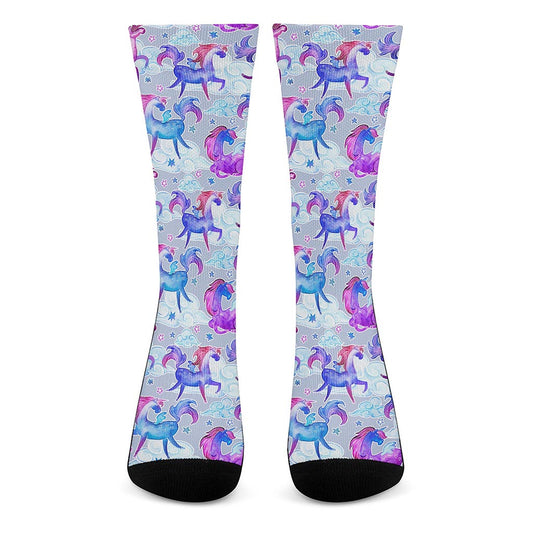 Unicorn Paradise Pattern Print Crew Socks