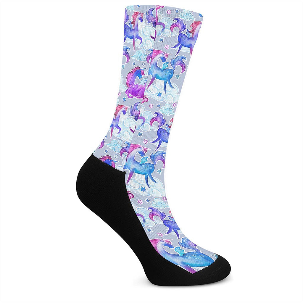 Unicorn Paradise Pattern Print Crew Socks