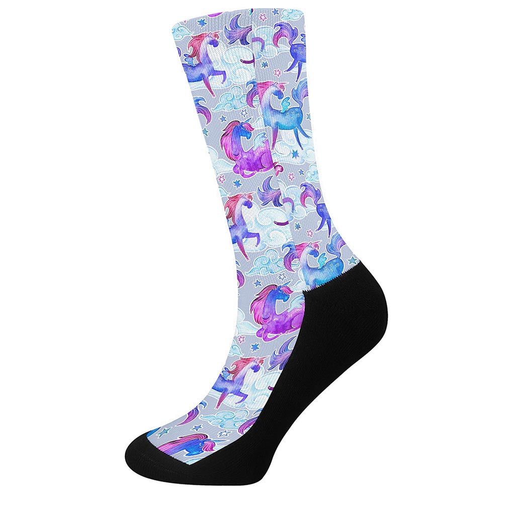 Unicorn Paradise Pattern Print Crew Socks