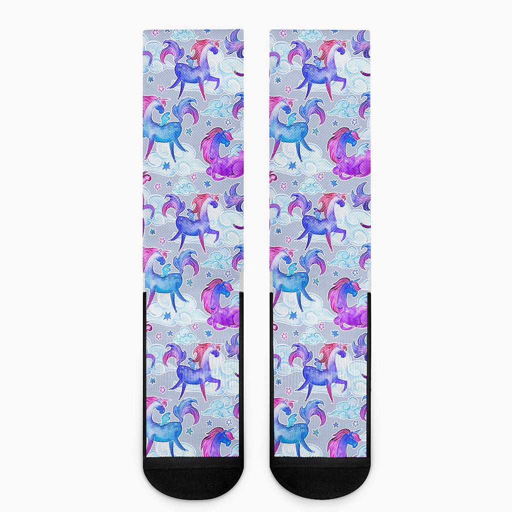 Unicorn Paradise Pattern Print Crew Socks