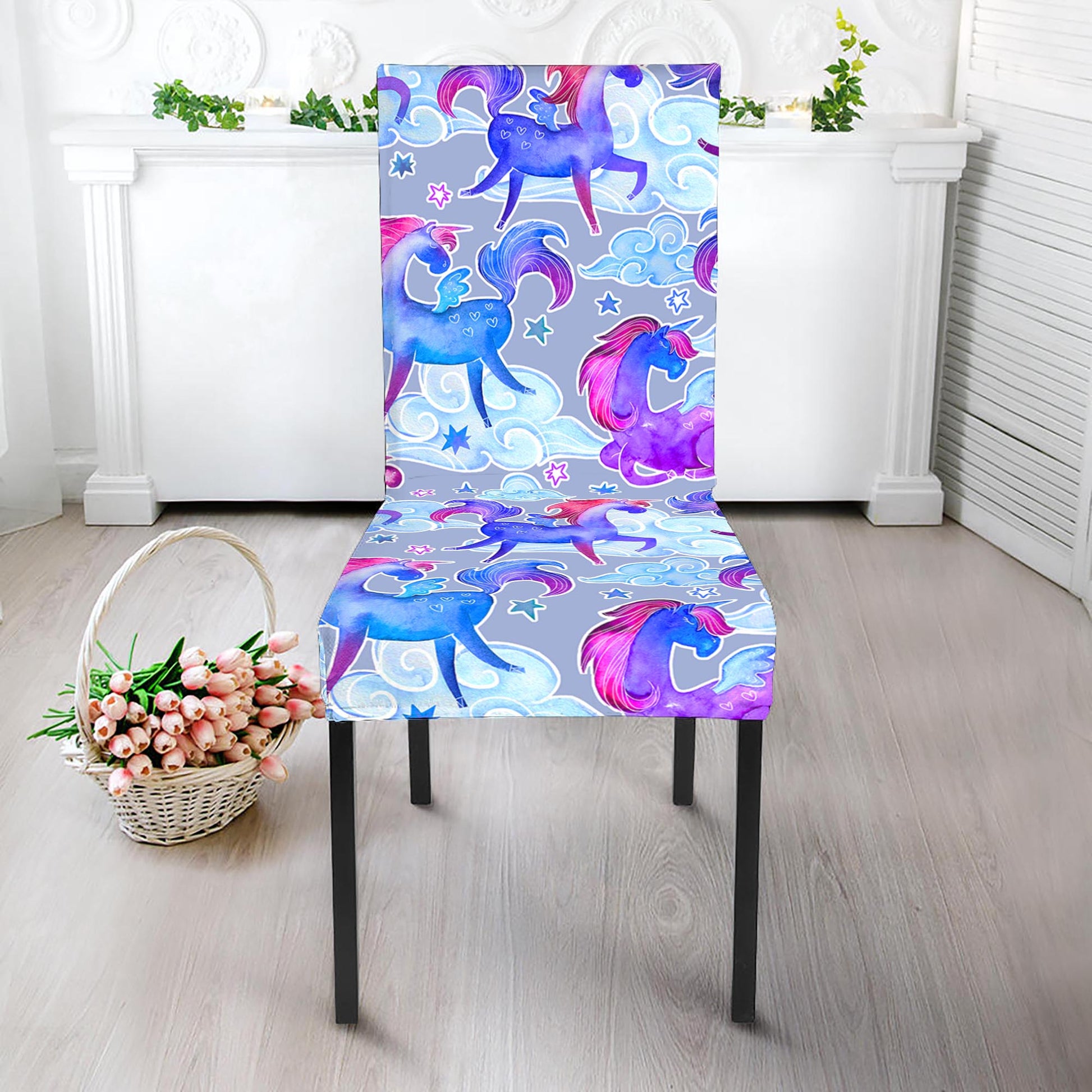 Unicorn Paradise Pattern Print Dining Chair Slipcover