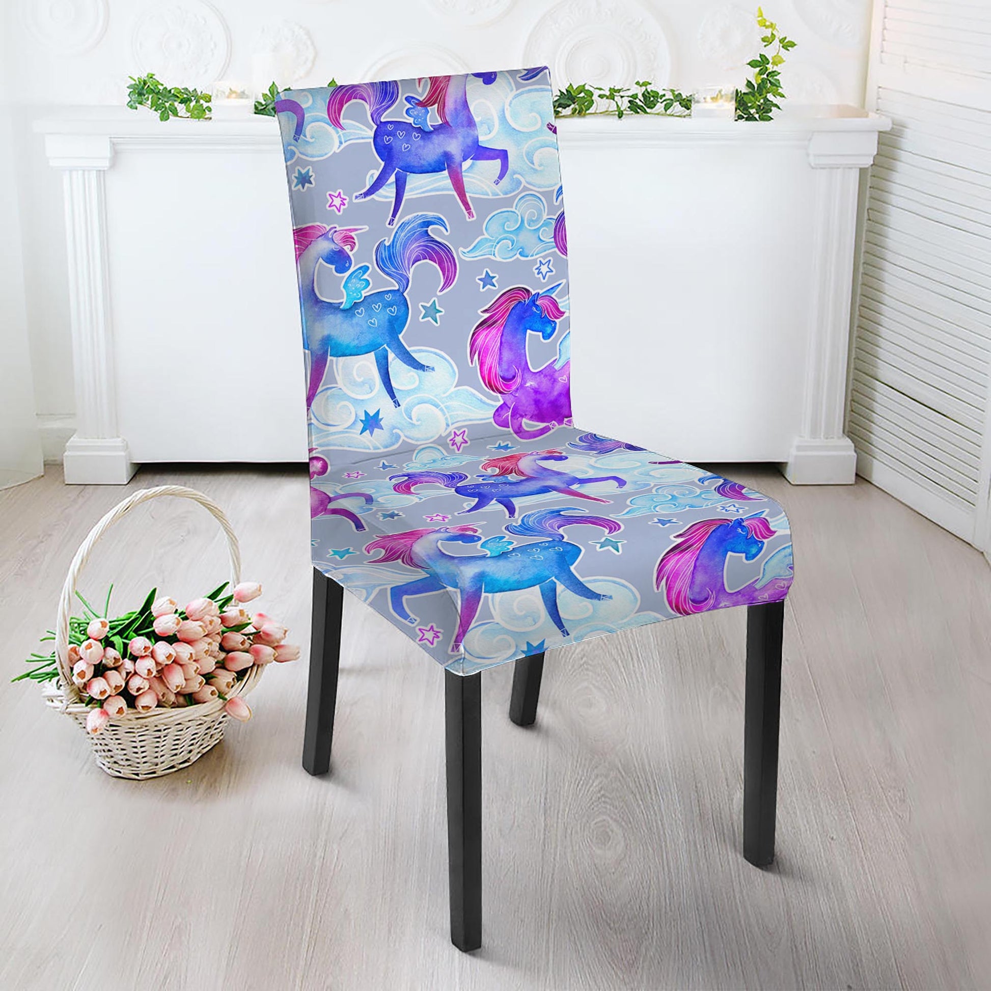 Unicorn Paradise Pattern Print Dining Chair Slipcover