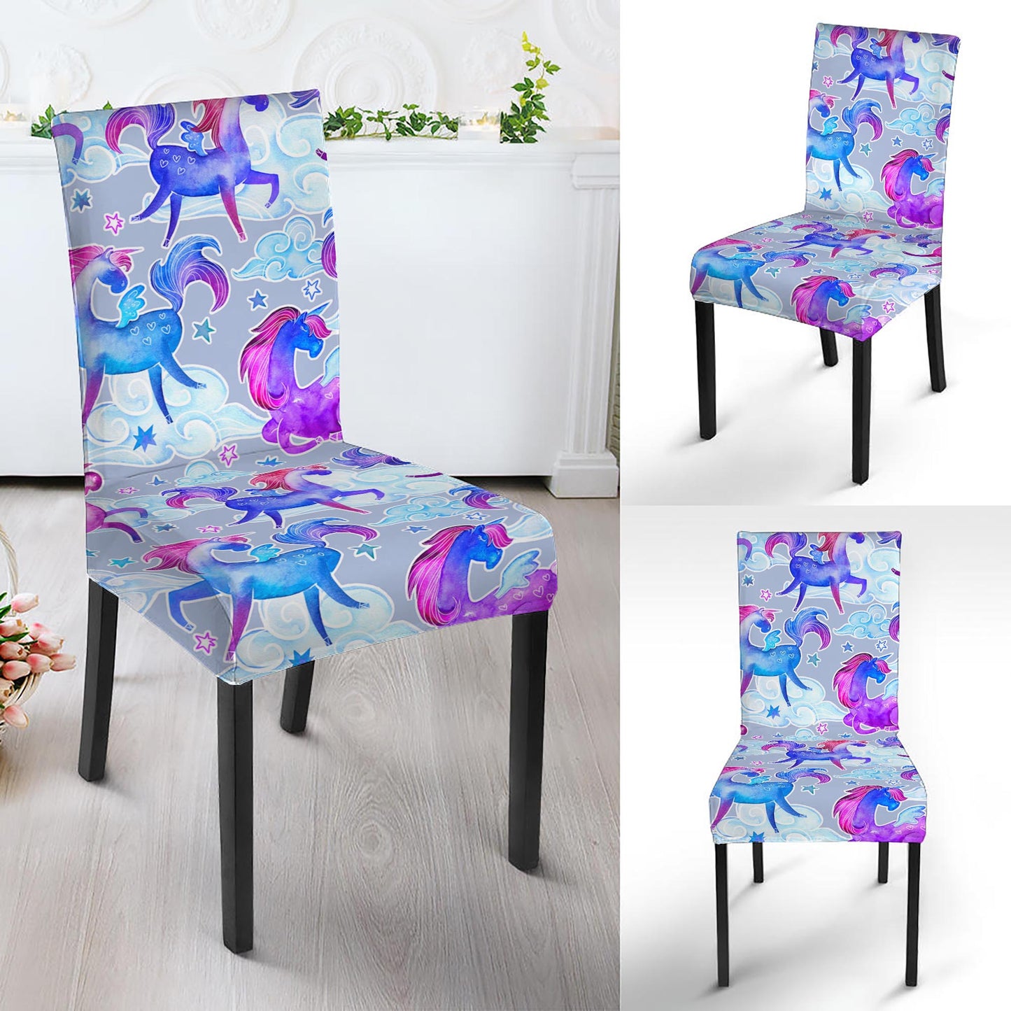 Unicorn Paradise Pattern Print Dining Chair Slipcover
