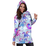 Unicorn Paradise Pattern Print Hoodie Dress GearFrost