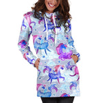 Unicorn Paradise Pattern Print Hoodie Dress GearFrost