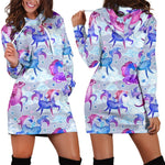 Unicorn Paradise Pattern Print Hoodie Dress GearFrost