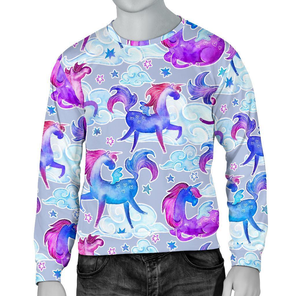 Unicorn Paradise Pattern Print Men's Crewneck Sweatshirt GearFrost