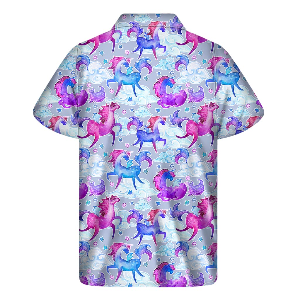 Unicorn Paradise Pattern Print Men's Short Sleeve Shirt