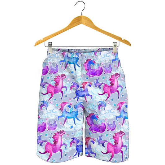 Unicorn Paradise Pattern Print Men's Shorts