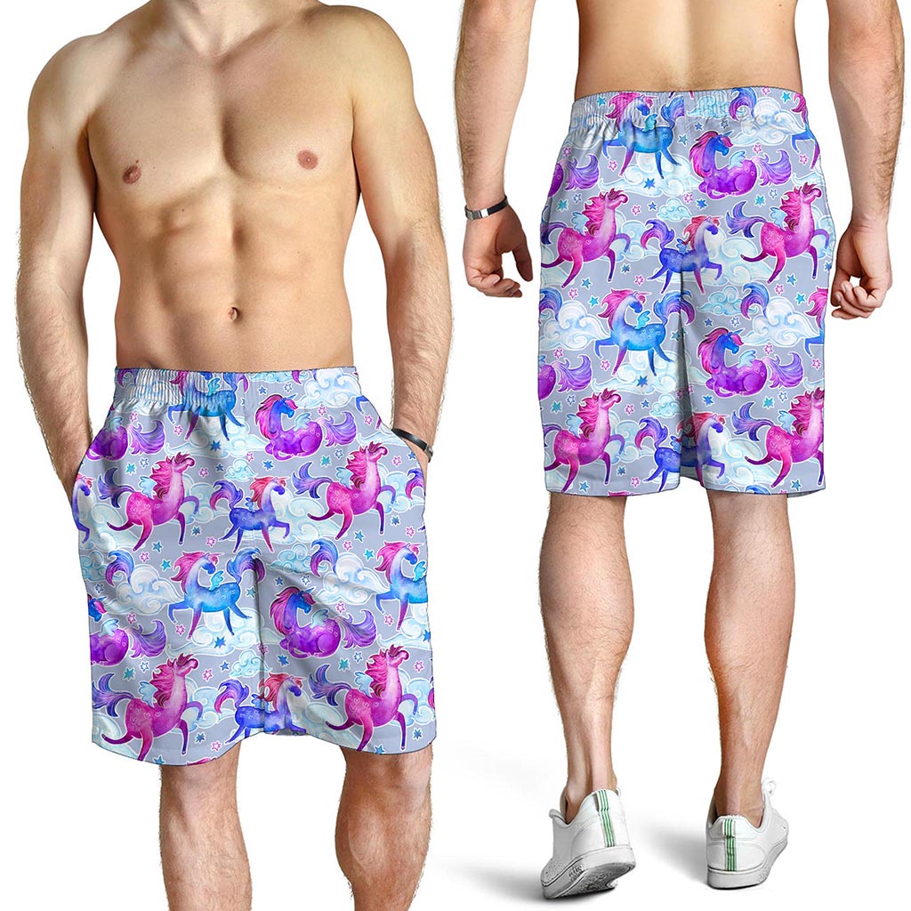Unicorn Paradise Pattern Print Men's Shorts