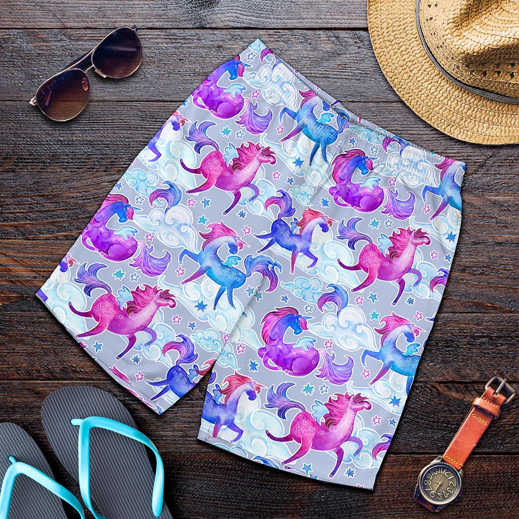 Unicorn Paradise Pattern Print Men's Shorts