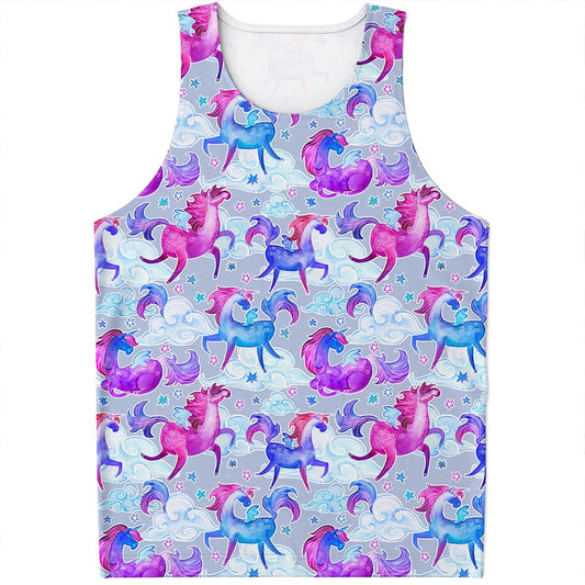 Unicorn Paradise Pattern Print Men's Tank Top