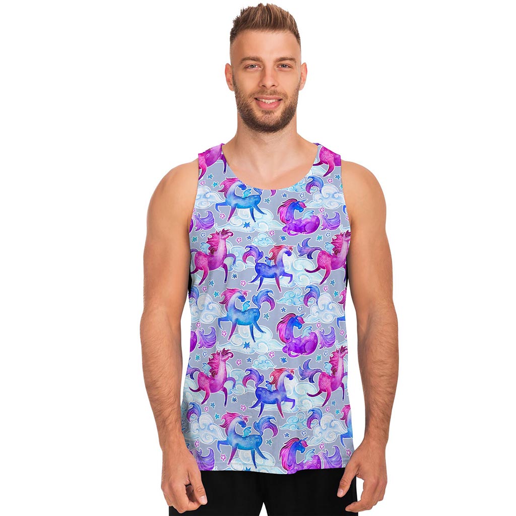 Unicorn Paradise Pattern Print Men's Tank Top