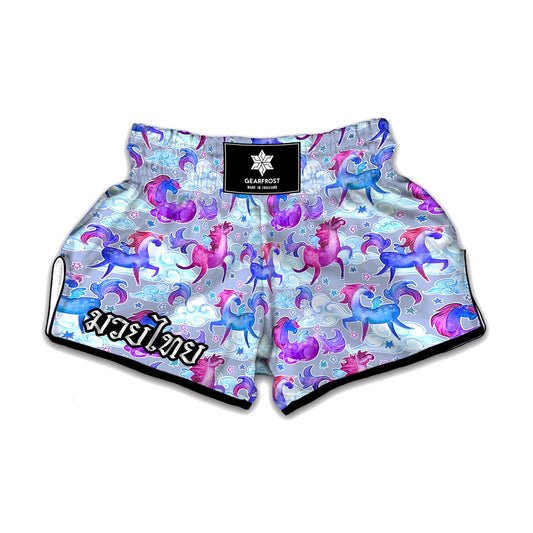 Unicorn Paradise Pattern Print Muay Thai Boxing Shorts