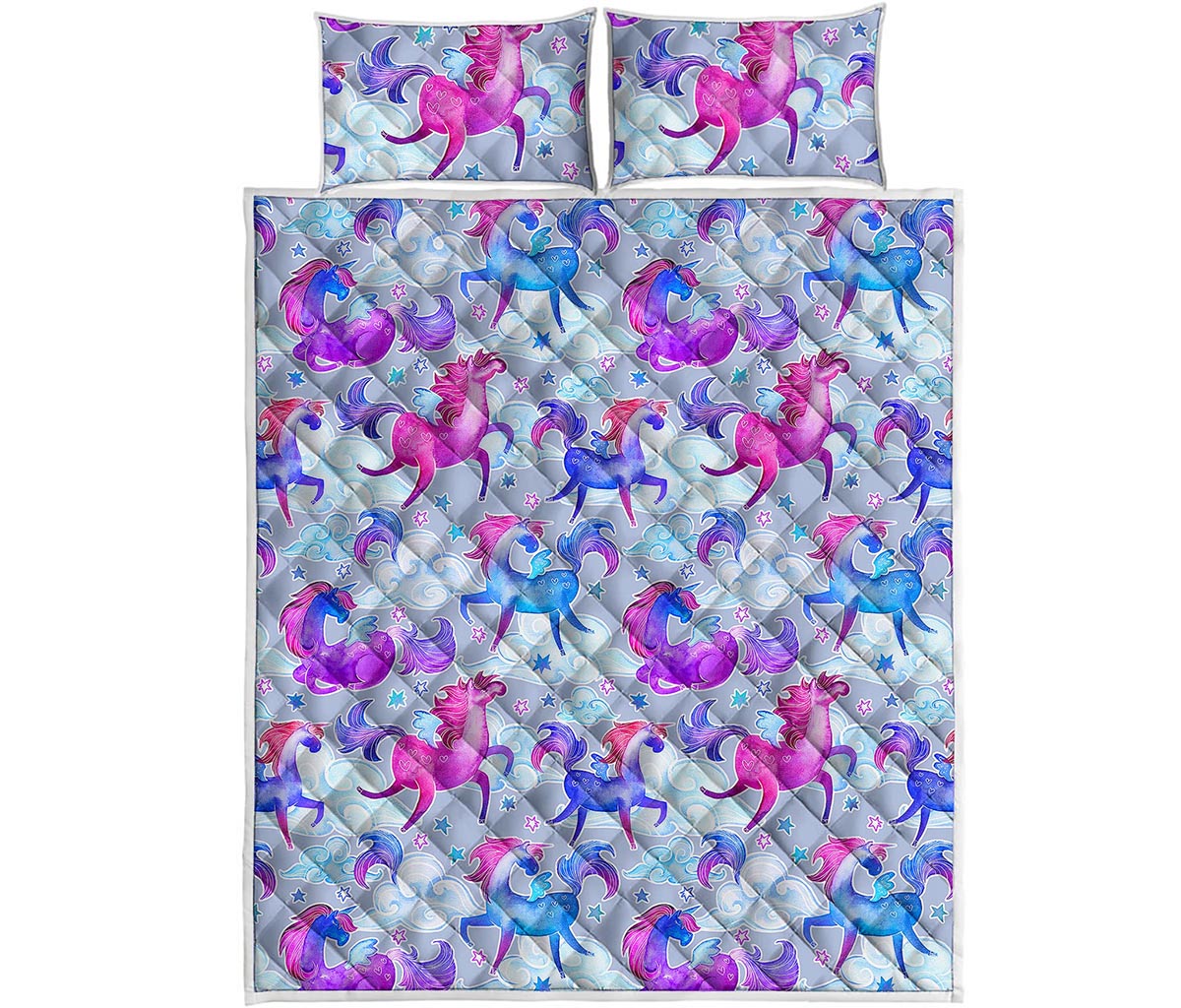 Unicorn Paradise Pattern Print Quilt Bed Set