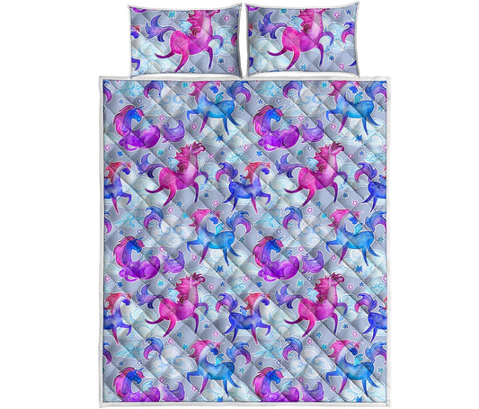 Unicorn Paradise Pattern Print Quilt Bed Set