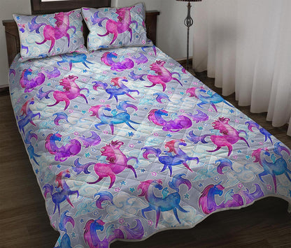 Unicorn Paradise Pattern Print Quilt Bed Set