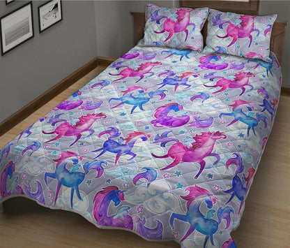 Unicorn Paradise Pattern Print Quilt Bed Set