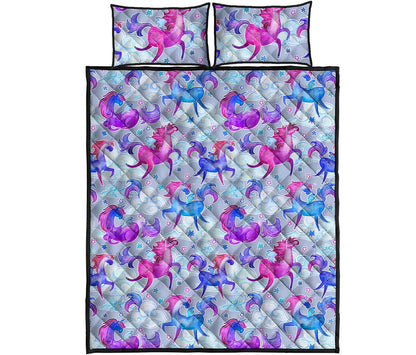 Unicorn Paradise Pattern Print Quilt Bed Set