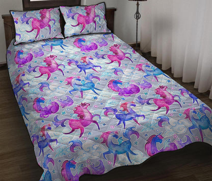 Unicorn Paradise Pattern Print Quilt Bed Set