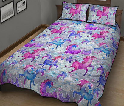 Unicorn Paradise Pattern Print Quilt Bed Set