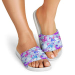 Unicorn Paradise Pattern Print White Slide Sandals