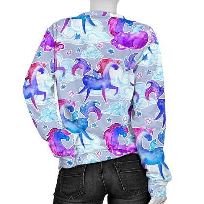 Unicorn Paradise Pattern Print Women's Crewneck Sweatshirt GearFrost