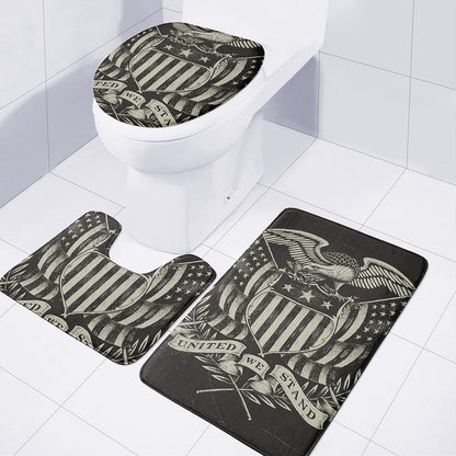 United We Stand American Flag Print 3 Piece Bath Mat Set