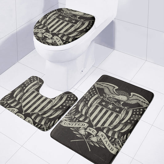 United We Stand American Flag Print 3 Piece Bath Mat Set
