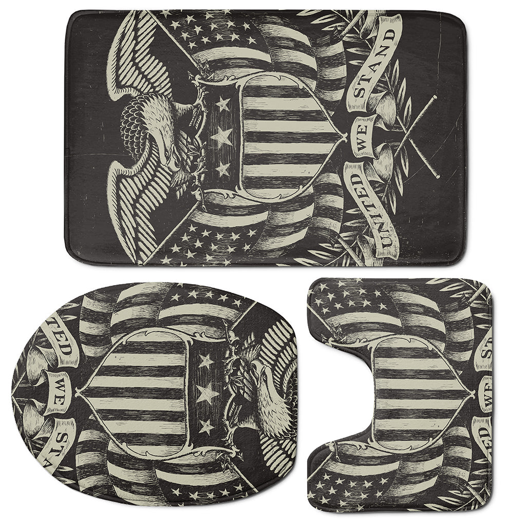 United We Stand American Flag Print 3 Piece Bath Mat Set