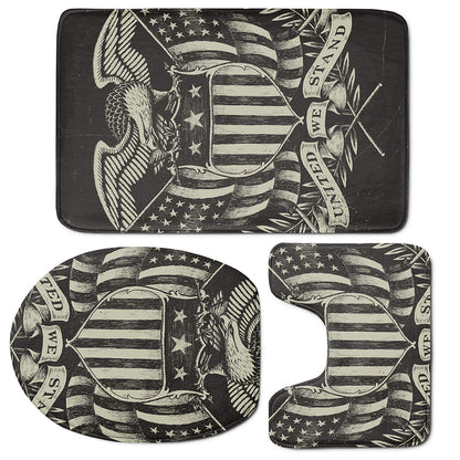 United We Stand American Flag Print 3 Piece Bath Mat Set
