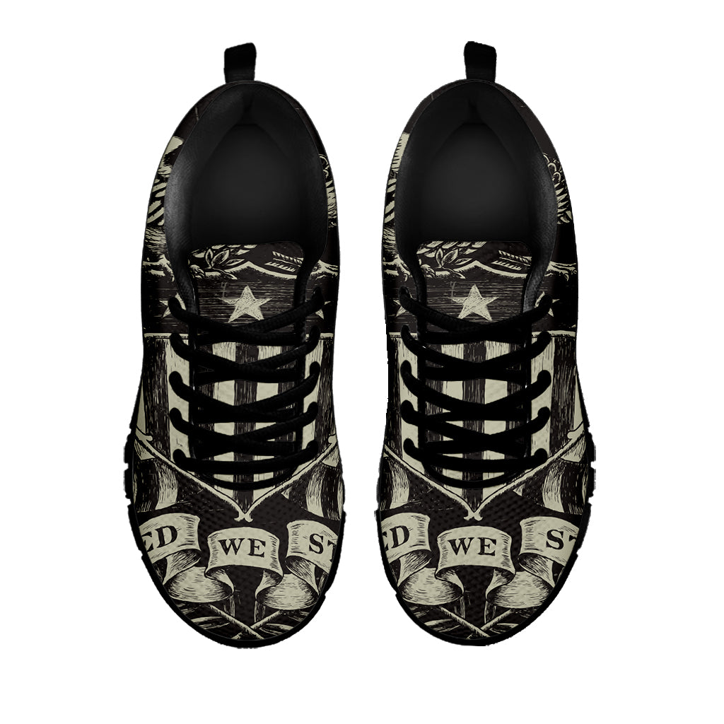 United We Stand American Flag Print Black Sneakers