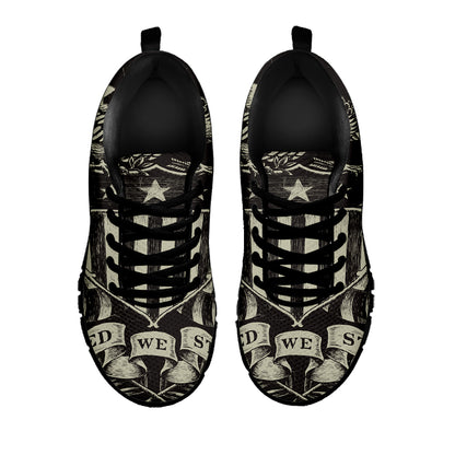 United We Stand American Flag Print Black Sneakers